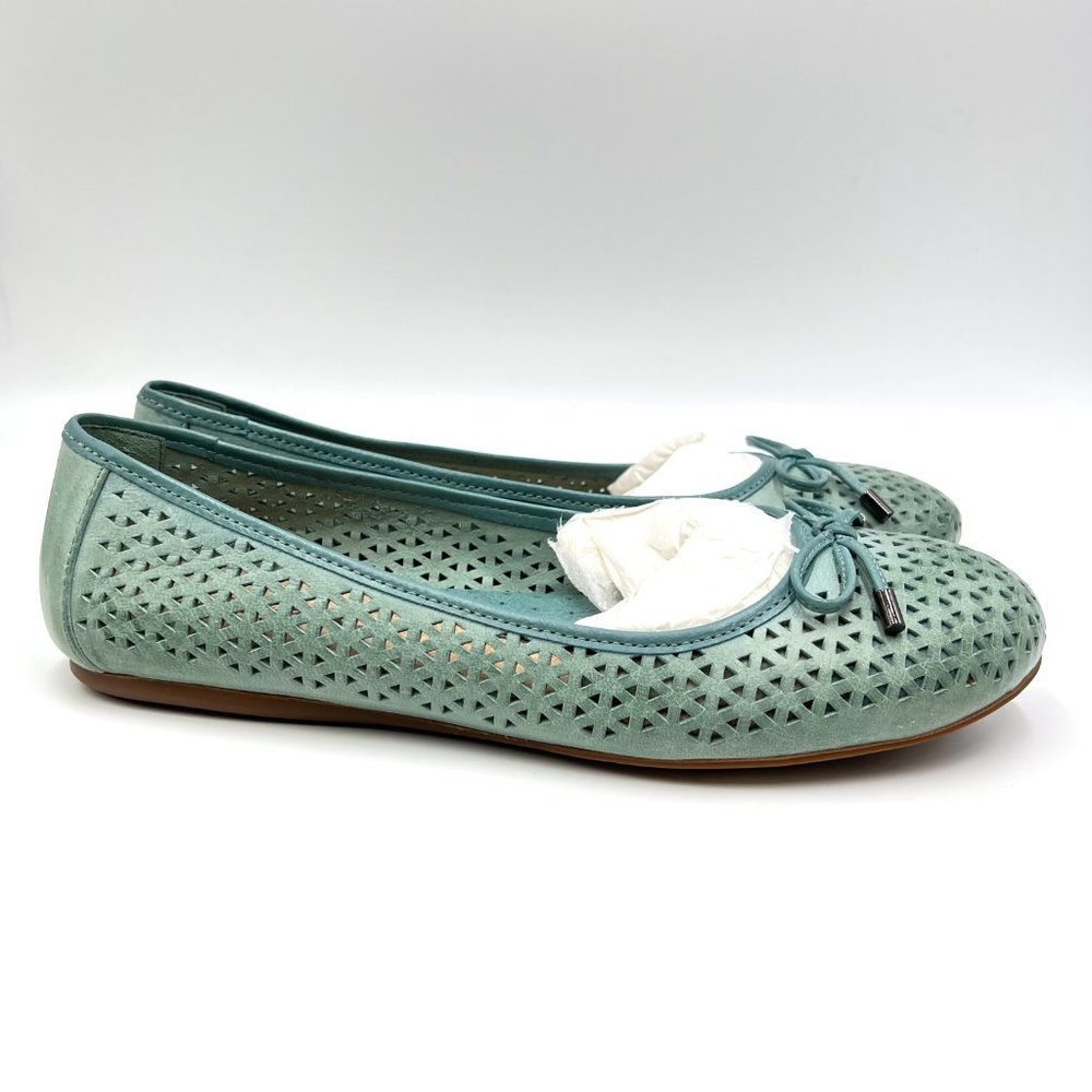 Softwalk Womens Size 9 Napa Laser Blue Green‎ Leather Comfort Ballet Flats Shoes